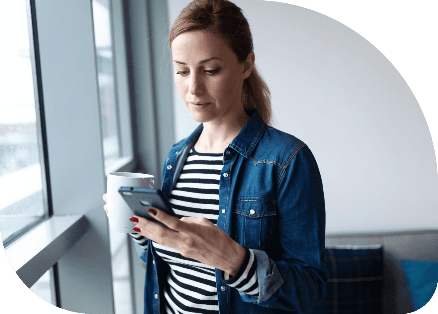 A woman checking her phone